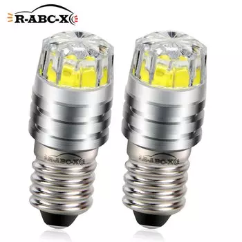 Винтовой светодиодный светильник E10, COB 2 Вт, 3 в, 6 в, 12 В постоянного тока, мотоциклетная автомобильная светодиодная внутренняя лампа, фонарик, налобный фонарь, белый, теплый белый, желтый