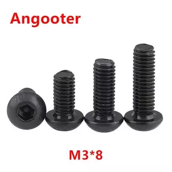 Винты Angooter ISO7380 M3*8 черные сталь 10.9
