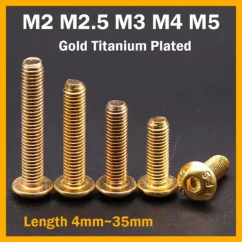 Винты М2-М5 с позолоченным титановым покрытием 4-35мм