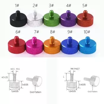Винты с накатанной головкой M3.5 M4, плоский винт из алюминиевого сплава, длина 4,5-25 мм, цветной винт, чехол для компьютера