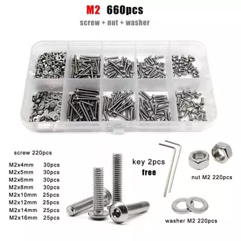 Винты С Шестигранной Головкой Из Нержавеющей Стали 304, Различные Размеры M1.6-M8