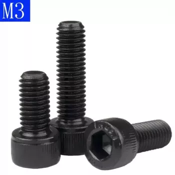 M3 x 0,5 мм, черный винт из легированной стали с шестигранной головкой класса 12,9, DIN912