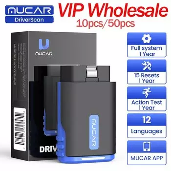10-50 шт. MUCAR DriverScan OBD2 диагностический инструмент полная диагностика системы 15 сброс двунаправленный считыватель кодов Bluetooth