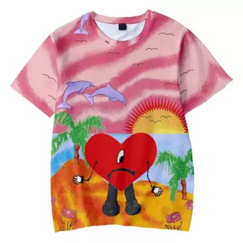 Vip bad bunny un verano sin ti 3d camiseta menino meninas criinas de манга curta moda masculina Summer camisetas 2024