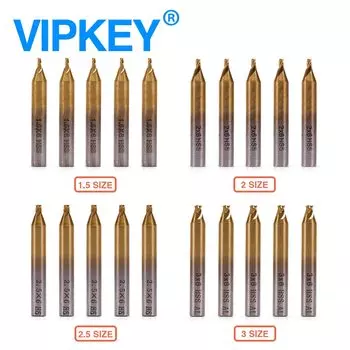 VIPKEY HSS-TiN концевые фрезы 1.5 2.0 2.5 3.0 мм