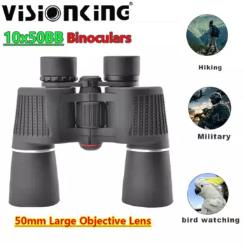 Visionking Профессиональный бинокль с призмой Порро 10x50 FMC HD, широкоугольный, дальнего действия, наблюдение за птицами, кемпинг, пеший туризм, мощный телескоп