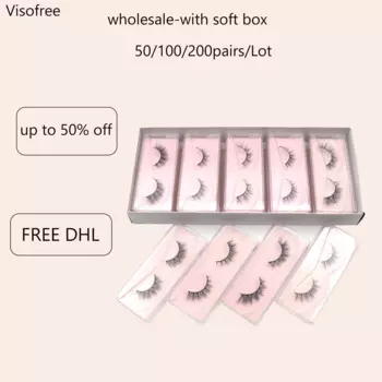 Visofree 50/100 пар 3D норковые ресницы 100% без жестокости норковые ресницы ручной работы Длинные Накладные ресницы из Натурального Волоса многоразовые