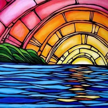 Витражная пленка для окна Yesmet, матовая, с рисунком солнце и луна, ПВХ