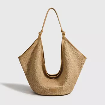 Вместительные пляжные сумки-мешки для женщин, роскошные дизайнерские сумки и кошельки, новинка 2024, повседневные соломенные плетеные наплечные сумки