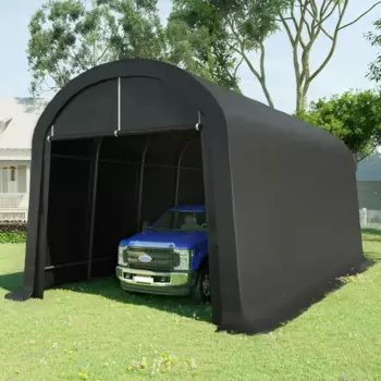 Внедорожник Carport 12 x 20 футов с овальной трубой, полноразмерный грузовик и лодка, круглый стильный навес для автомобиля с защитой от снега, усиленный укрытие для уличной лодки