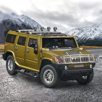 Внедорожник HUMMER H2 Highway 61, модель автомобиля из сплава, литый под давлением металлический внедорожник, модель автомобиля со звуком и фотокопией, детская игрушка в подарок, 1/18