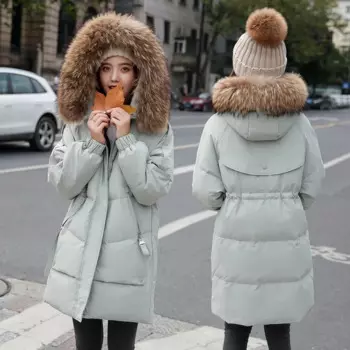 Внесезонная специальная утепленная Свободная куртка на белом утином пуху женское средней длины корейское зимнее пальто с воротником из натурального Лисьего меха