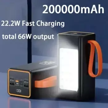 Внешний аккумулятор большой емкости PD20W, 66 Вт, 200000 мАч, портативное быстрое зарядное устройство, внешний аккумулятор для iPhone, Xiaomi, Samsung