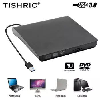Внешний оптический привод TISHIRC USB 3.0 Type C для DVD RW CD