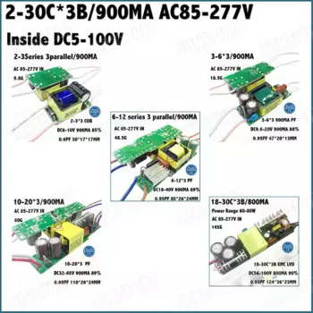 Внутренний 5-80 Вт AC85-277V светодиодный драйвер 2-3Cx3B 3-6Cx3B 6-12Cx3B 12-20Cx3B 18-30Cx3B 900mA DC5-105V постоянный ток Бесплатная доставка