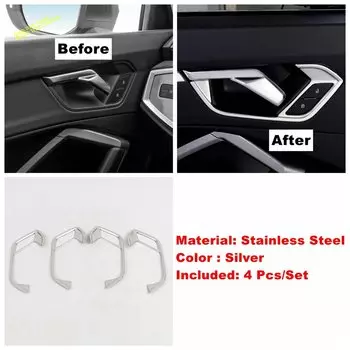 Внутренняя дверная ручка из нержавеющей стали, клапанная крышка рамы, отделка, декоративная наклейка для Audi Q3 F3 2019-2024, автомобильные аксессуары