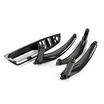 Внутренняя левая и правая дверная ручка из углеродного волокна, внутренняя крышка панели, отделка, замена для BMW X5 X6 E70 E71 E72 2007-2013