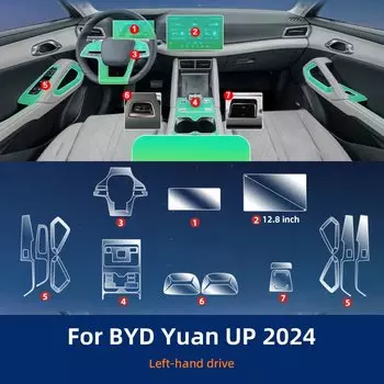 Внутренняя пленка для BYD Yuan UP 2024 ATTO 2, прозрачная ТПУ PPF, GPS-панель переключения передач, центральная консоль, защитная наклейка от царапин