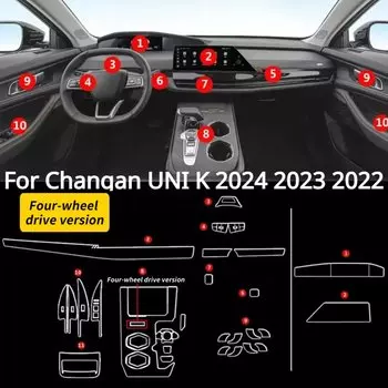 Внутренняя пленка для Changan UNI K 2024 2023 2022, аксессуары, прозрачный ТПУ, автомобильная панель переключения передач, GPS, защитная наклейка для центрального управления