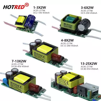 Внутри 1-36 Вт изоляция AC85-277V светодиодный драйвер 1-3x2W 3-6x2W 4-8x2W 7-13x2W 13-25x2W 450mA DC2-85V постоянного тока с бесплатной доставкой