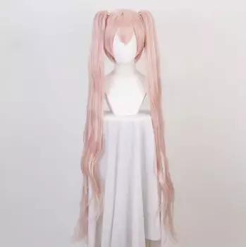 Vocaloid розовый смешанный длинный вьющийся синтетический парик для косплея, высокотемпературное волокно + шапочка для парика