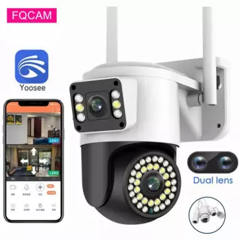 Водонепроницаемая беспроводная камера видеонаблюдения с двойным объективом, 4 МП