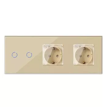 Водонепроницаемая двойная розетка Bingoelec с выключателем, розетки ЕС и переключатели, двухсторонний сенсорный высветильник ель из хрустальной стеклянной панели для дома