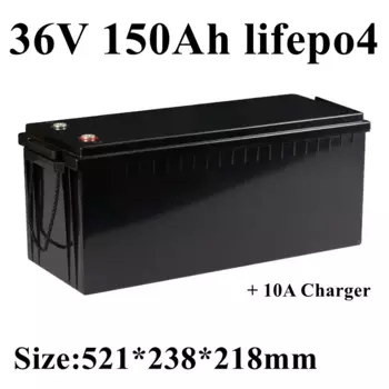 Водонепроницаемая литиевая батарея 36 В 150 Ач lifepo4 BMS для трехколесного велосипеда 3000 Вт, ИБП, автомобиля, скутера, лодки, кемпинга + зарядное устройство 10 А