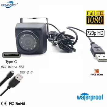 Водонепроницаемая мини-камера IP66, 1080 нм, ИК-USB, Full HD 720P, USB, Mini Android OTG Type-C UVC, наружная камера видеонаблюдения для планшетного киоска