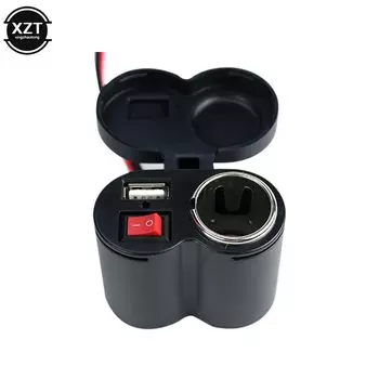 Водонепроницаемое USB-зарядное устройство на руль мотоцикла с адаптером прикуривателя, розеткой для телефона, мобильного телефона