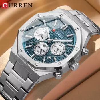 Водонепроницаемые мужские кварцевые часы с датой, нержавеющая сталь
