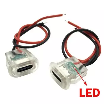 USB Тип C 5А, входной тип, зарядное гнездо с планкой для освещения, водонепроницаемый порт питания USB-C, 2 шт., Женский Разъем