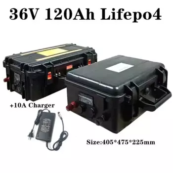Водонепроницаемый 36 в 4000 А · ч, фосфатный Аккумулятор Lifepo4 с колесной тележкой, фосфатный инвертор для скутера Вт + зарядка 10 А
