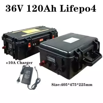 Водонепроницаемый 36 в 4000 А · ч, фосфатный Аккумулятор Lifepo4 с колесной тележкой, фосфатный инвертор для скутера Вт + зарядка 10 А