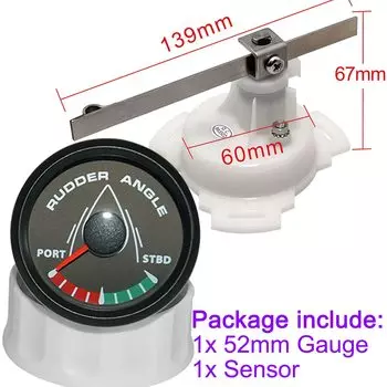 Водонепроницаемый индикатор угла руля лодки 52 мм 0-190 Ом с датчиком угла поворота руля, датчик угла руля 12 В 24 В, 8 цветов по индивидуальному заказу