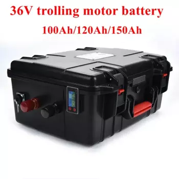 Водонепроницаемый IP67 36 В lifepo4 100 Ач 120 Ач 150 Ач с BMS для троллинговых моторных рыбацких лодок EV RV + зарядное устройство 10 А