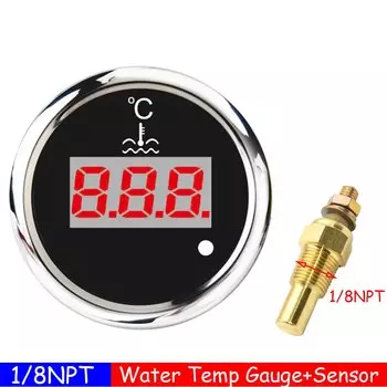 Водонепроницаемый IP67 52 мм датчик температуры воды с сигнализацией 40-120 градусов Цельсия красный светодиодный цифровой индикатор температуры воды 0-120 на заказ