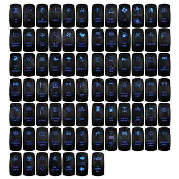 Водонепроницаемый клавишный переключатель, 12 В, 20 А, синий светодиод ВКЛ./ВЫКЛ., (вкл.) ВЫКЛ., (вкл.) ВЫКЛ., IP68 для автомобиля, лодки, грузовика 4x4