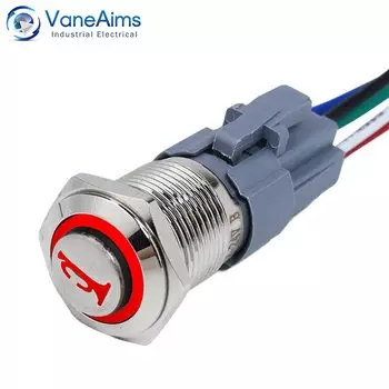 Водонепроницаемый кнопочный переключатель VaneAims 16 мм 12В/24В