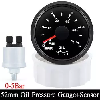 Водонепроницаемый Манометр Масла 0-5 Бар/0-10 Бар С Датчиком, Диаметр 52 Мм, Многоцветный Светодиодный Дисплей