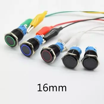 Водонепроницаемый металлический кнопочный переключатель, 5 В, 12 В, 24 В, 110 В, 220 В, 16 мм