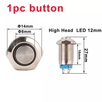 Водонепроницаемый антивандальный металлический кнопочный кольцевой переключатель, 12 мм, зелено-красный, 3 В, 24 В, 1 шт.