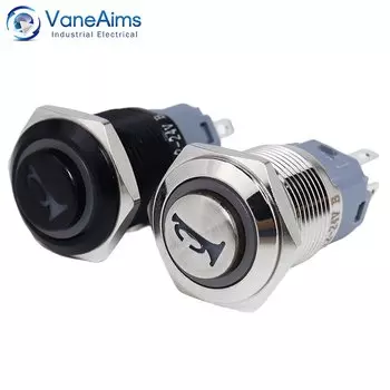 Водонепроницаемый металлический переключатель VaneAims 16 мм 12В 24В 220В