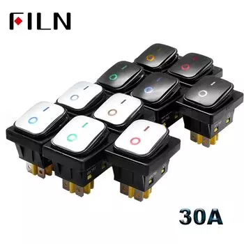 Водонепроницаемый переключатель FILN 30А 250В с подсветкой