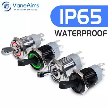 Водонепроницаемый светодиодный тумблер VaneAims 16 мм 2-позиционный