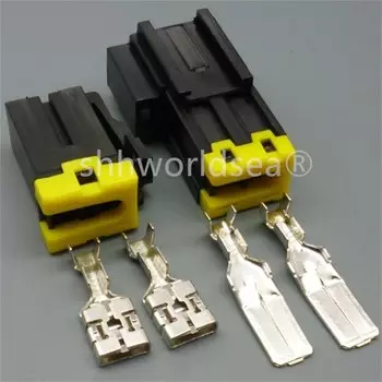 Водонепроницаемый высоковольтный мужской и женский черный Автомобильный разъем, 2 штырька, 9,5 мм, диаметром 7122-4123-30, 7123-4123-30, 1 комплект