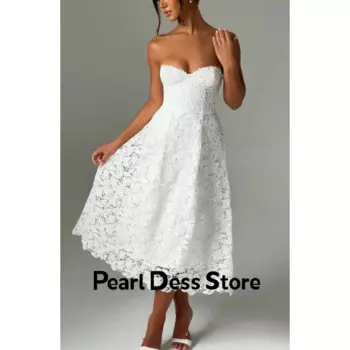 Водорастворимое кружевное A-образное бальное платье без бретелек, элегантное вечернее платье до щиколотки без рукавов