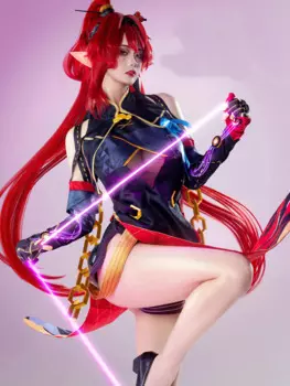 Волнистый костюм для косплея Yinlin, Чонсам с высоким разрезом, платье Ципао, головной убор с серьгами, Женский костюм на Хэллоуин, карнавальный наряд