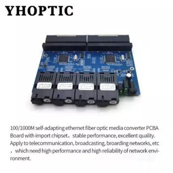 Волоконно-оптический преобразователь PCBA Borad, 100 Мбит/с, 4 порта, 8 портов RJ45