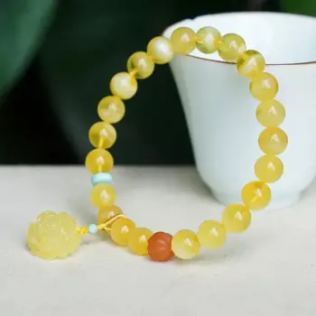 Восковая ручная цепочка, женский браслет 8 мм из нефрита, браслет с сокровищами, бусины, Южная красная бирюза, горная линейка для подарка своей девушке